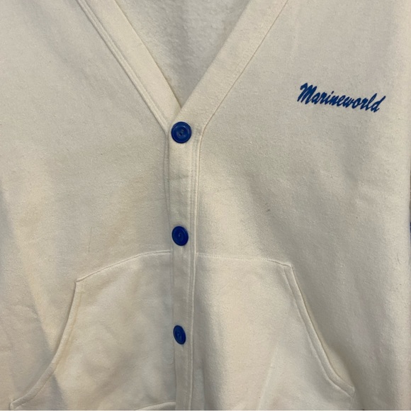 Vintage Defunct Marine World Varsity Button Down Sweater Women’s M MINTY RARE - Picture 2 of 7